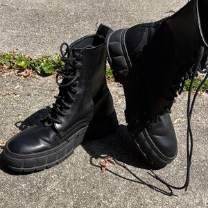 Black Lace-Up Combat Boots